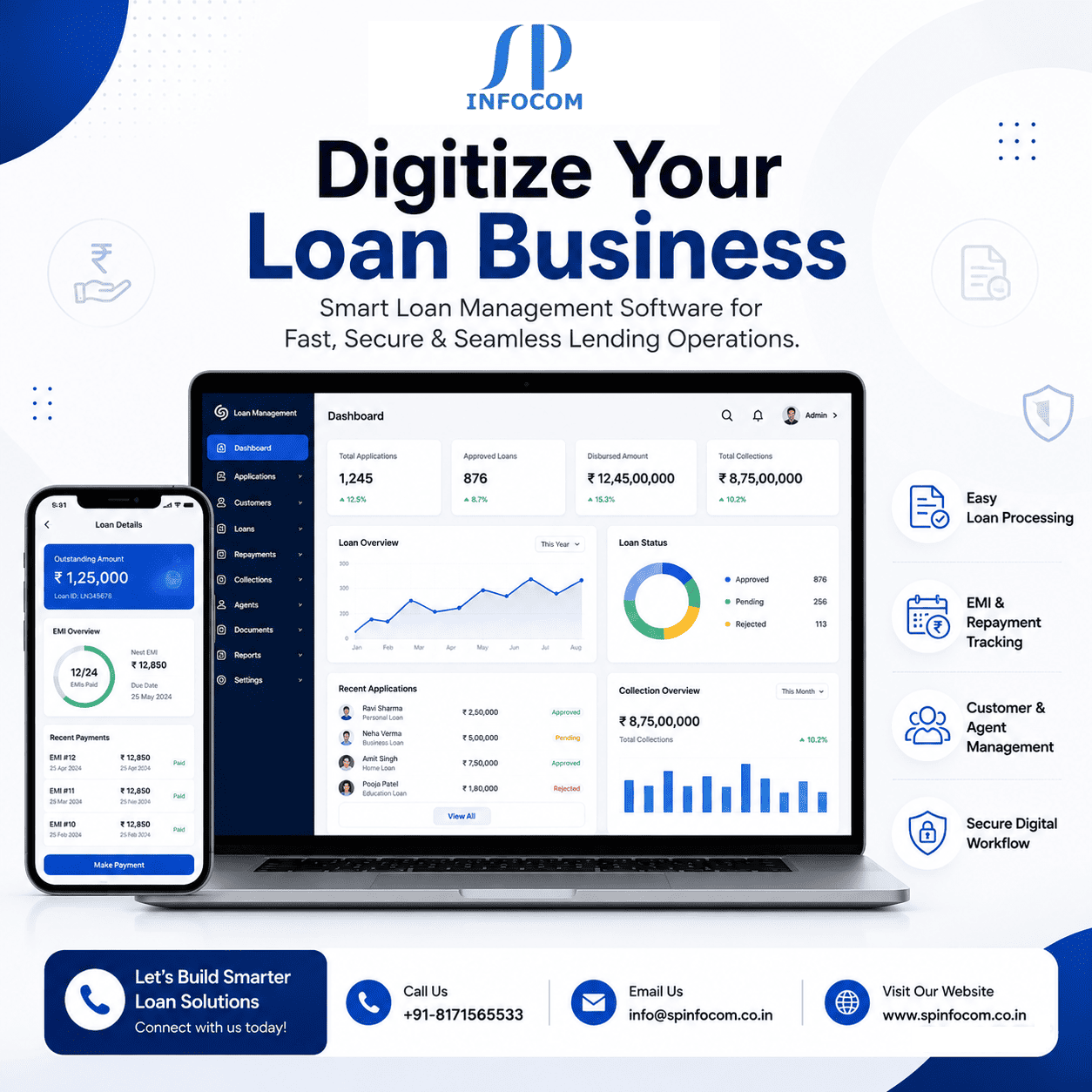 Smart loan management software for secure lending operations, loan processing, approvals, and repayments