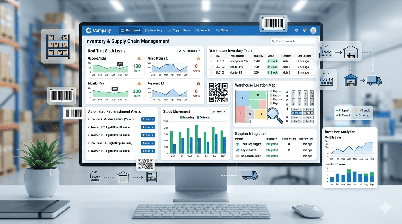 Inventory and supply chain management system for retail businesses
