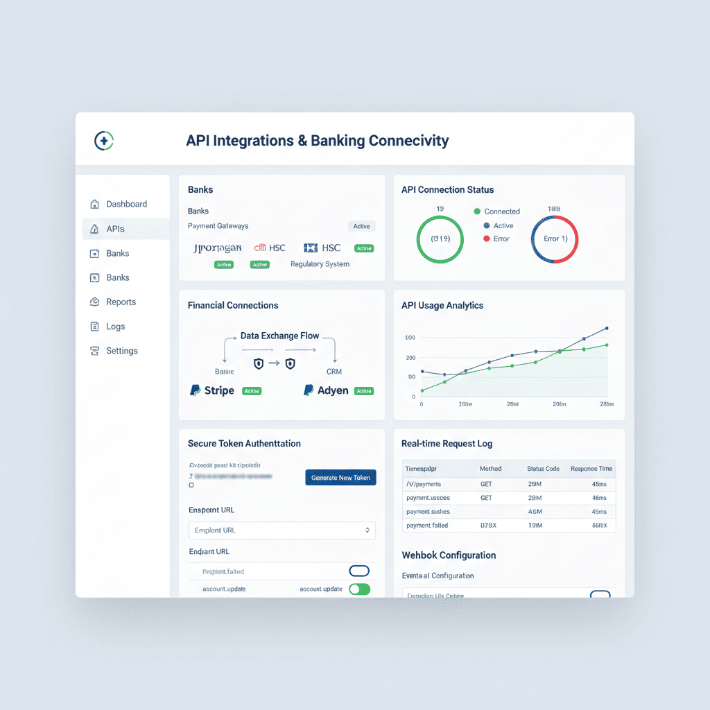 Fintech API and banking integration platform for secure data exchange