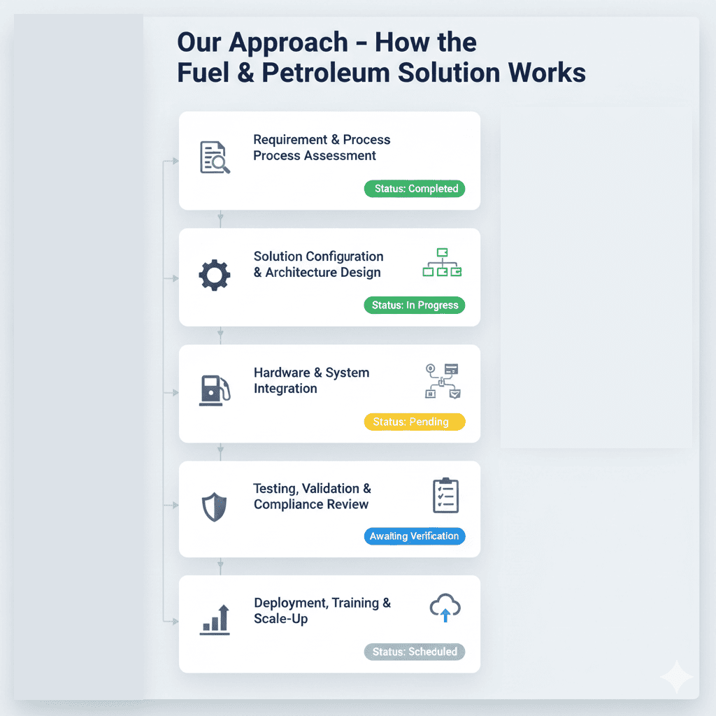 Fuel and petroleum management solution workflow diagram