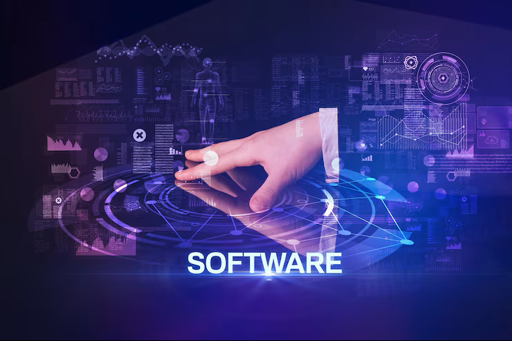 Professional discussing custom software solutions in a modern workspace – SP Infocom