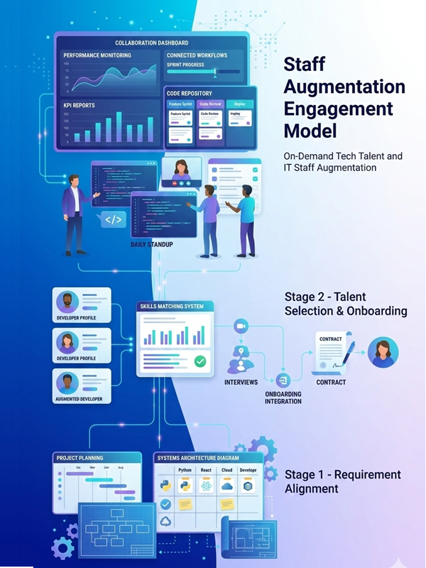 Staff augmentation approach with dedicated developers integrated into client teams